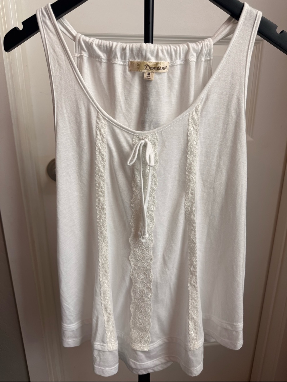 White Lace-Trim Tank Top